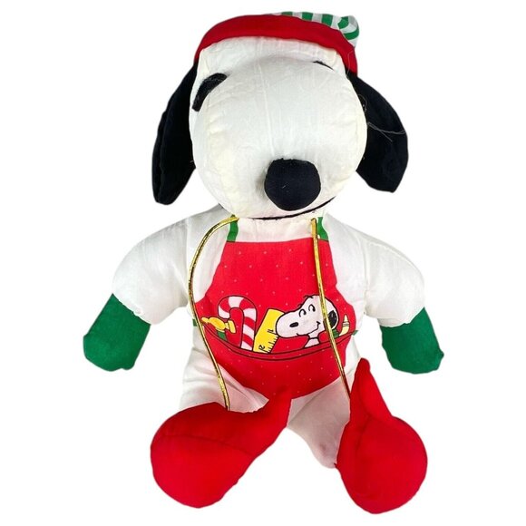 3 Peanuts Snoopy Christmas Nylon Plush Reindeer Elf Santa Stuffed Animal Whitman - Picture 9 of 12